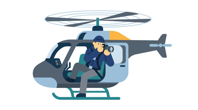 Paparazzi Photographer in Helicopter Capturing Photos