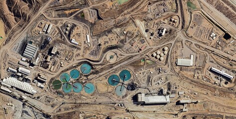 Morenci Copper Mine Processing Plant Satellite View, Arizona © Aerial View