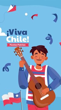 An animation of Flat fiestas patrias chile background