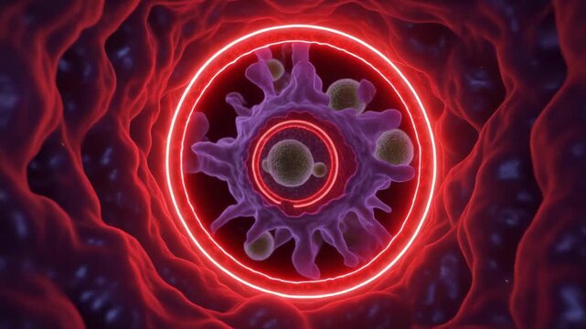 T Cell Immunological Synapse Showing Glowing cSMAC Rings for Immunology Research