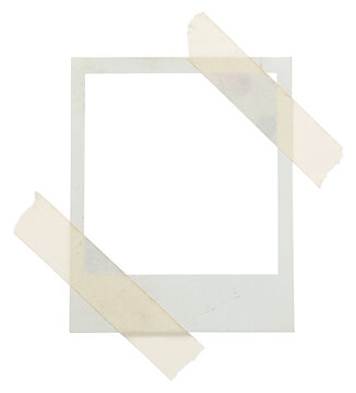 blank vintage square photo frame with masking tape. png isolated on transparent background