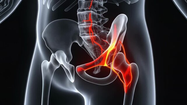 Ligamentum Teres Vascular Ribbons Shown in Transparent Hip Anatomy for Medical Education