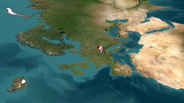 Austria 3D Map Animation in 4K with National Flag Political Map Geographic Borders and Europe Location