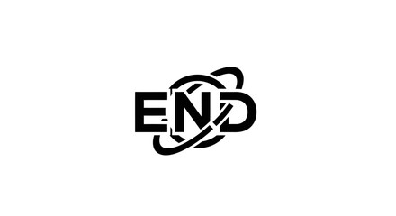'END' bold abstract intertwined typography design, isolated white background © Grangger