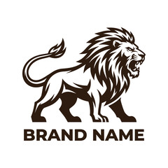 Fototapeta premium Powerful lion walking mascot with flowing mane.