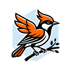 Fototapeta premium Cartoon bird illustration perched on a branch.