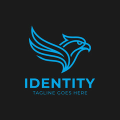Fototapeta premium Blue stylized bird wing identity logo design