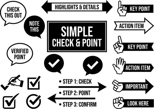 Simple check and point infographic elements