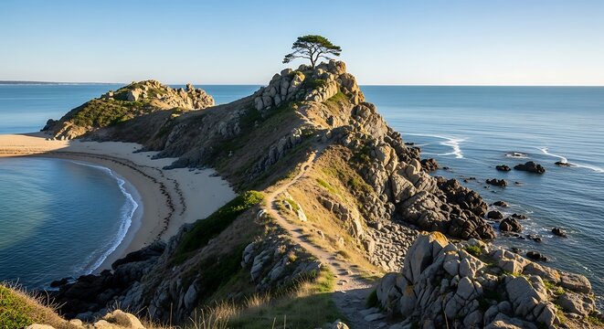 Scenic Coastal Cliffs with Lighthouse and Ocean View.