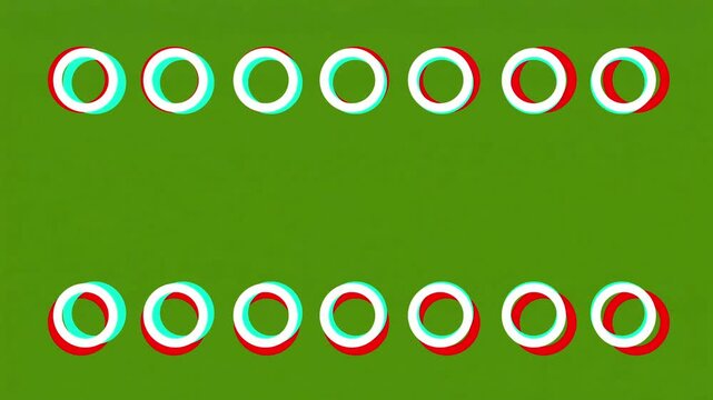 A repetitive animated pattern of small hollow white circles arranged in two rows creating a clean looping rhythm on a solid black background