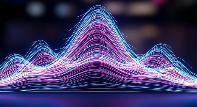 Colorful Light Waves Abstract Digital Art.