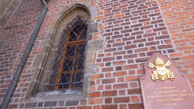 HRADEC KRALOVE, CZECH REPUBLIC - JUNE 13 2019: Cathedral of Holy Spirit is principal church of Diocese of Hradec Kralove in Czech Republic and also seat of current bishop of Diocese Jan Vokal.