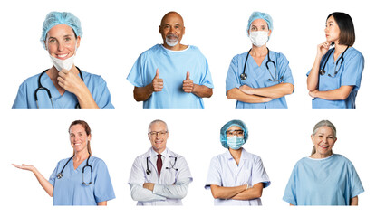 PNG Diverse medical professionals smiling on transparent background