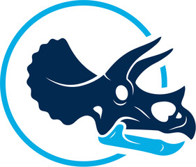 A dinosaur skull illustration of a triceratops in a circular frame © Umbreon