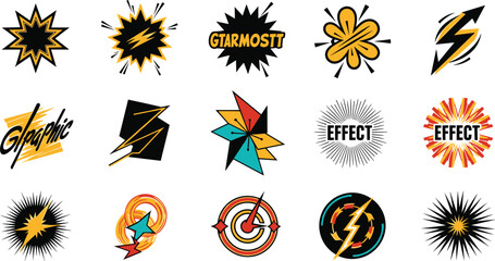 Comic Explosion Burst Effects and Dynamic Pop Art Symbol Icon Collection © Firoz