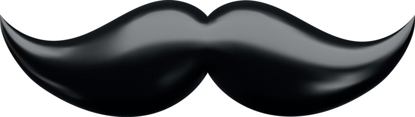 Fototapeta premium Black curly moustache 3D cartoon plastic style vector icon, volume men facial hair, whisker gentleman carnival accessory