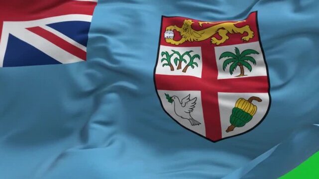 Fiji flag waving against a green screen background