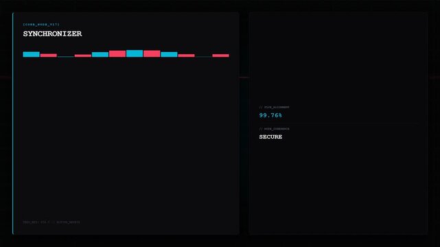 Digital data visualization with fluctuating blue and red bars