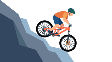 Mountain biker riding downhill on rocky terrain, extreme sports, active lifestyle © ryo