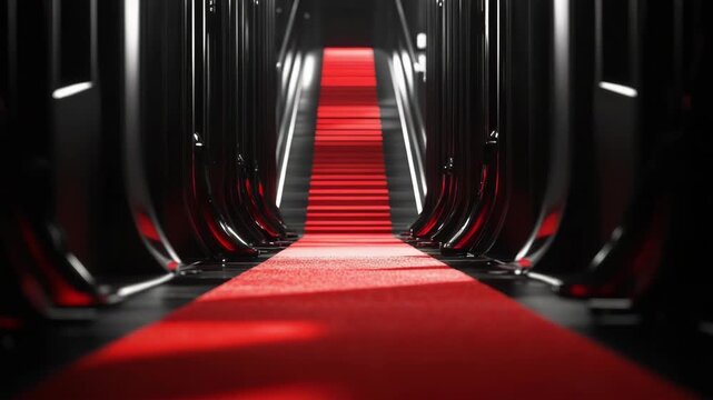 Red Carpet and Staircase Interior Scene
