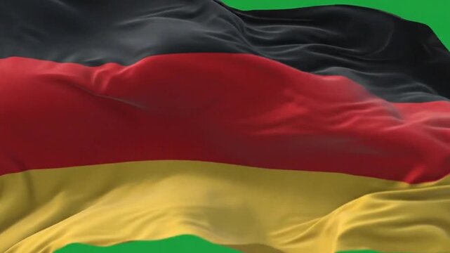 Waving flag of germany, realistic 3d animation, seamless loop, green screen background