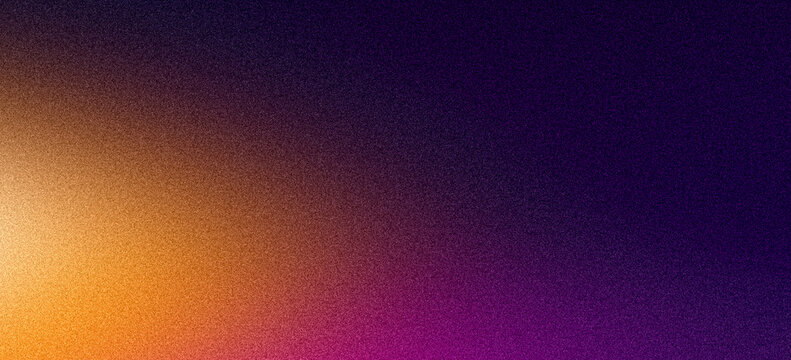 Dark grainy gradient background, purple orange yellow glowing noise texture backdrop, abstract vibrant web banner header, landing page, ui ux app, poster or digital wallpaper design