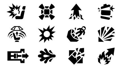 Explosion and Impact Icons Set © rexus