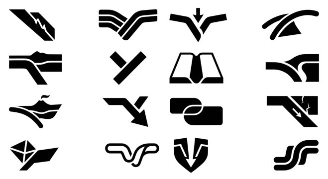 Tectonic Plate Boundaries Symbols Collection, Geological Fault Line Icons