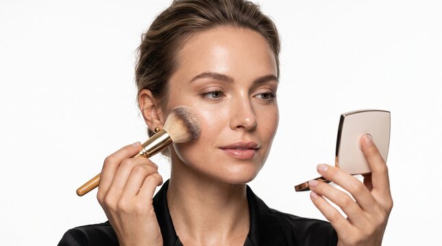 Beauty Portrait Applying Powder Makeup