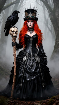 mujer, moda, falda, beldad, fantas&iacute;a, vampiro, g&oacute;tica, antique, halloween, bruja, moreno, modelaje, se&ntilde;ora, negro, gorros, cabello, glamour, persona, brujer&iacute;a, horror, gente, disfraces, estilo, retro,
