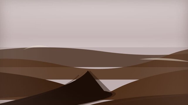 Minimalist Abstract Desert Landscape Animation with Rolling Sand Dunes.