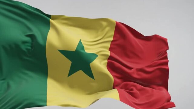 Close up of a waving flag with green and yellow colors