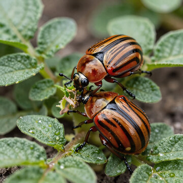 Comic Book Potato Animal. A Colorado Potato Beetle Is Depicted In A Field Setting