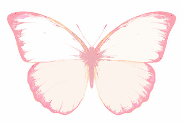 Delicate watercolor butterfly illustration with pink hues on a white background © Juel