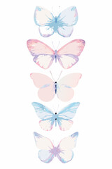 Pastel Watercolor Butterfly Collection On White Background butterflies lepidoptera insect © Juel
