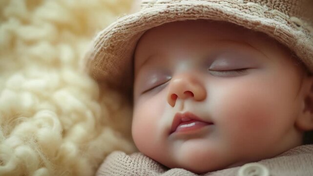 Sleeping Baby in Warm Blanket with Hats