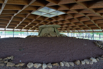 Naklejka premium Dolmen of dombate megalithic tomb ancient monument protected