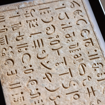 Futurist Ancient Language. Ancient Cuneiform Tablet With Sumerian Or Assyrian Writing