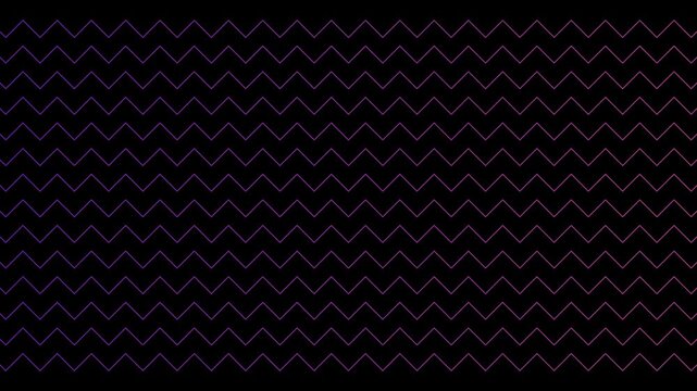 Abstract zigzag line pattern motion animation 4k background, with purple gradient, glow lines