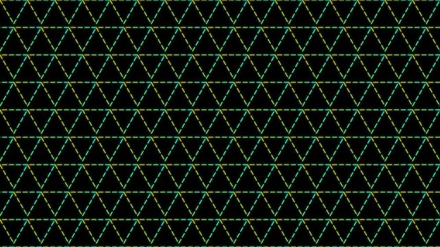 Geometric triangle grid pattern 4k background, with pulsing neon, light animation
