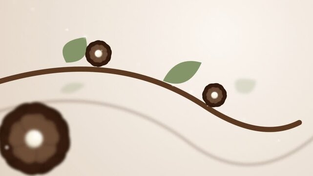 Abstract Animation Featuring Rolling Chocolate Donuts on a Wavy Brown Path.