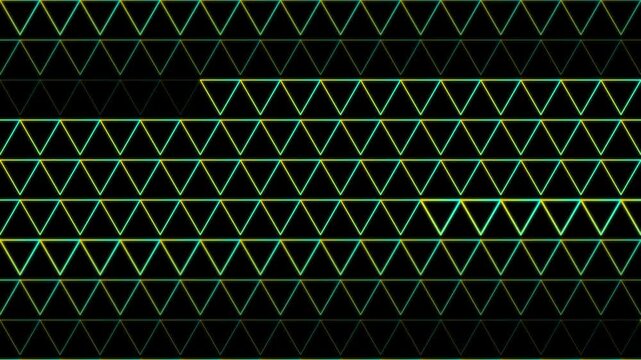 Neon triangle grid motion background, glowing geometric pattern animation 4k