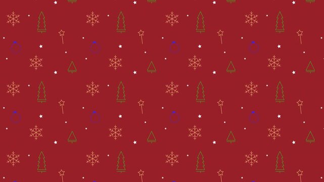 4K Christmas loop snowflake, star, pine tree, ornament