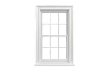 Obraz premium White wooden window sash glass panes frame isolated with transparent background for architectural design