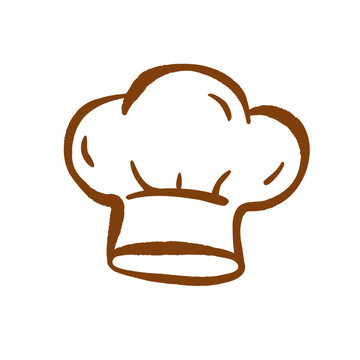 Hand drawn chef hat doodle isolated vector. Cute cooking uniform illustration in minimal outline style for kitchen and restaurant design.