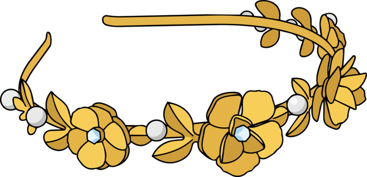 An exquisite golden floral headband adorned with delicate pearls, radiating timeless elegance and charm, perfect for special occasions and bridal beauty, a symbol of grace