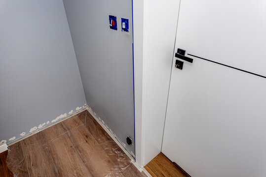 Room interior during home renovation and painting project