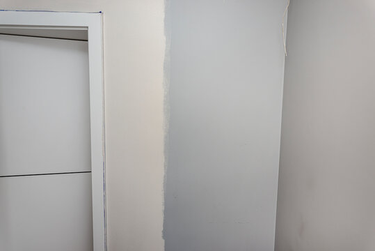 Painting interior wall grey, renovating home improvement project