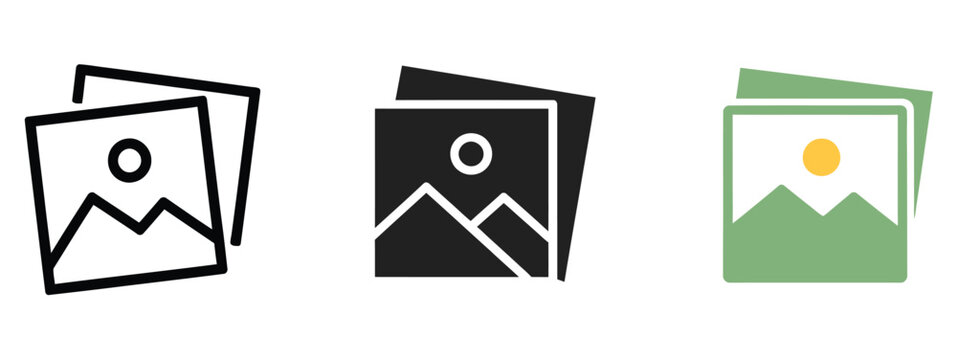 Image icon showing picture symbol for photo album and photo gallery media display storage and visual content management concept vector, design