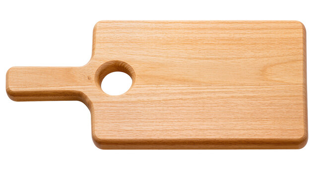Isolated modern wooden chopping board for kitchen food preparation and serving platter